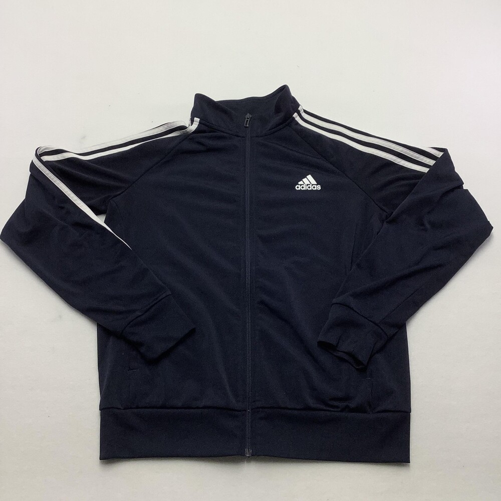 Adidas Primegreen Jacket Mens Medium Blue Full Zip Track 3 Stripes Logo Athletic
